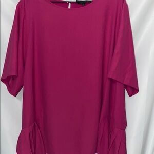 ELOQUII WOMENS SIZE 18 MAGENTA TOP KEY HOLE BACK PLEATED HEM CLEAN